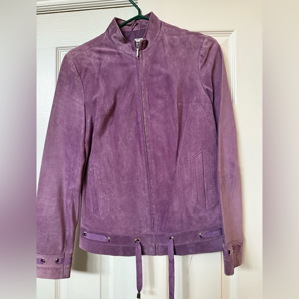 Elegant Women's Purple Leather Jacket